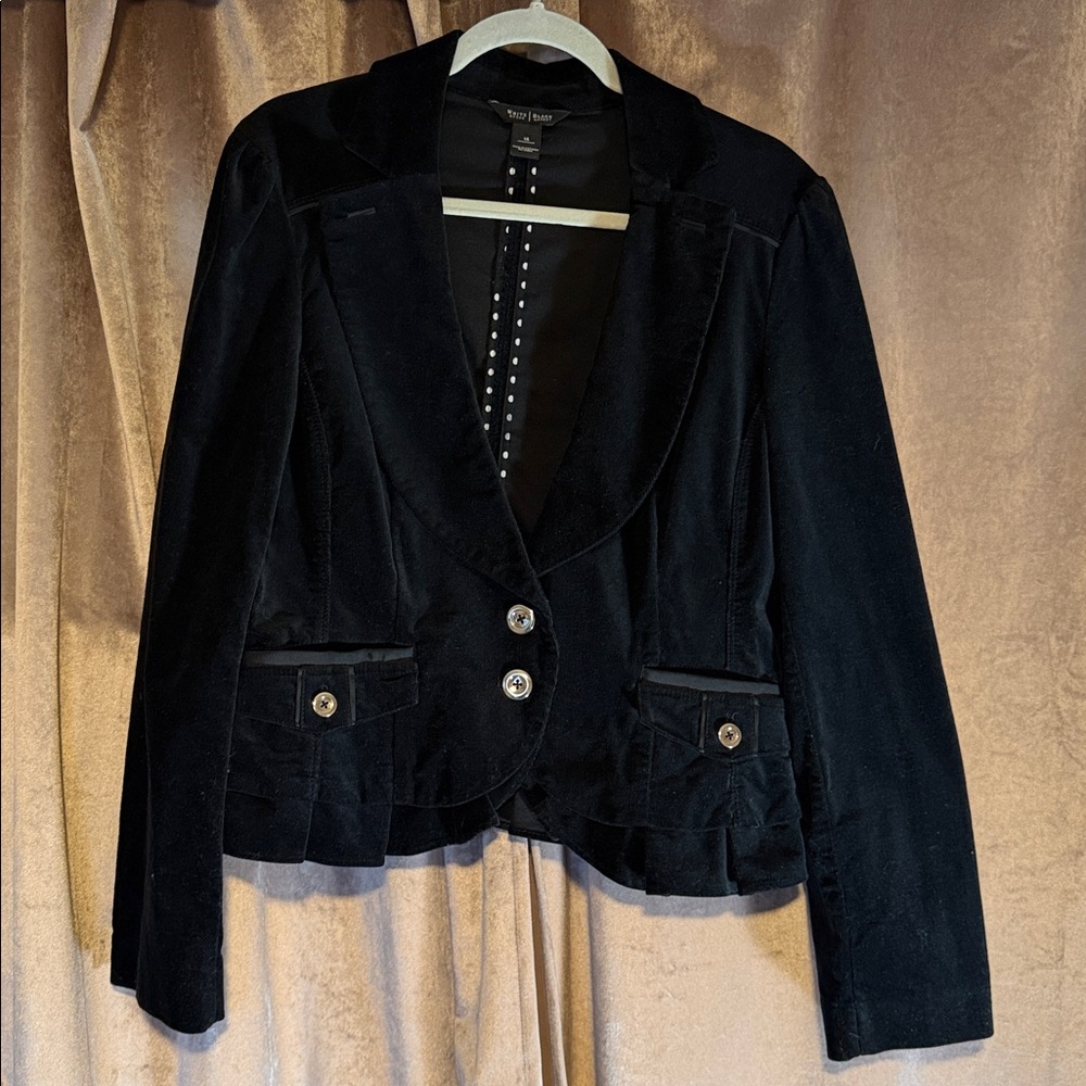 White House Black Market Black Velvet Corduroy Blazer Size 14